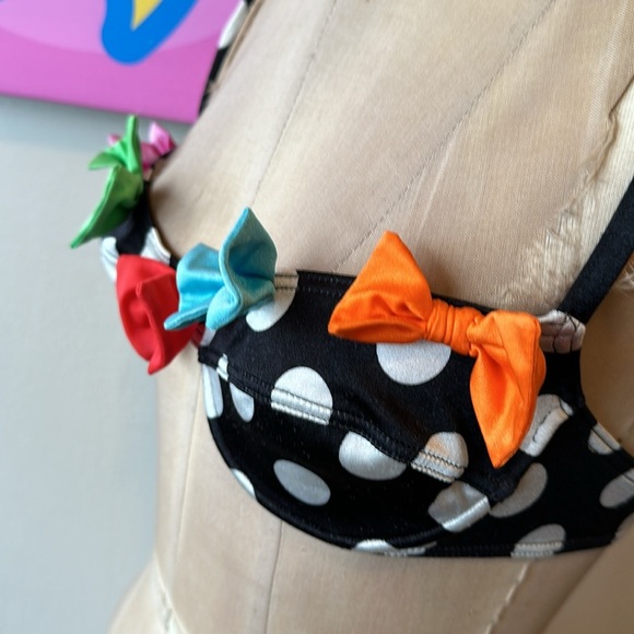 Moschino MARE Polka Dot Bow Bikini Swimsuit Vintage - Picture 8 of 11